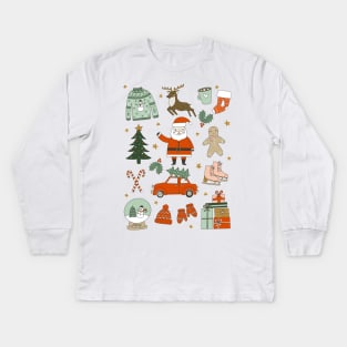 Christmas doodles Kids Long Sleeve T-Shirt